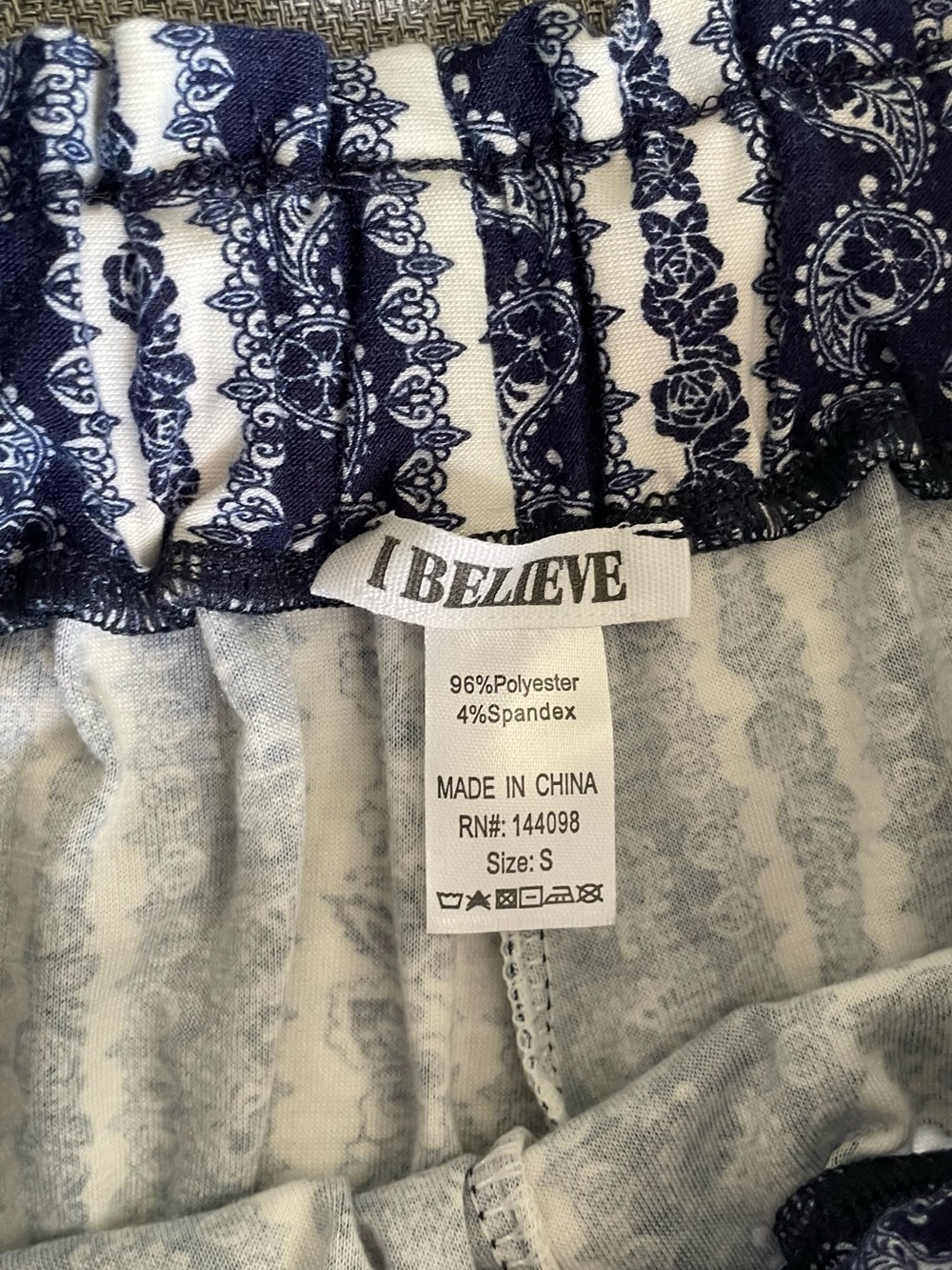 I Believe Boho Palazzo Pants Blue White Stripe Wide Leg Drawstring Size S - Picture 6 of 9